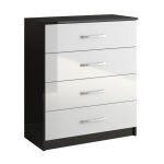 Lynx Black and White 4 Drawer Chest White