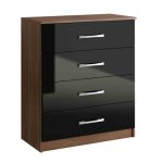 Lynx Walnut and Black 4 Drawer Chest Black