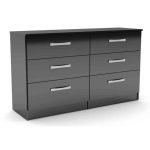 Lynx Black 6 Drawer Chest Black