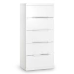 Manhattan White Narrow 5 Drawer Chest White