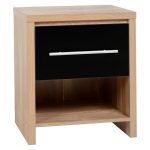 Seville Black Bedside Table Natural/Black