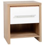Seville White Bedside Table Natural/White