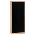 Seville Black Double Wardrobe Natural/Black
