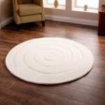 Ivory Spiral Circle Rug White