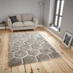 White Honeycomb Noble House Rug Grey