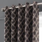 Hailey Charcoal Jacquard Eyelet Curtains Charcoal