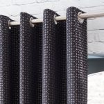 Samaitra Ink Jacquard Eyelet Curtains Black