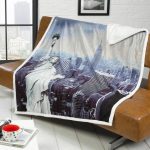 Statue of Liberty Sherpa 130cm x 160cm Throw Blue