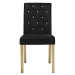 Paris Pair of Velvet Dining Chairs Black