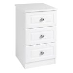 Calando White 3 Drawer Bedside Table White