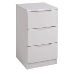 Legato Light Grey Gloss 3 Drawer Bedside Table Cream