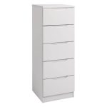 Legato Light Grey Gloss 5 Drawer Tallboy Cream
