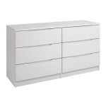 Legato Light Grey Gloss 6 Drawer Wide Chest Cream