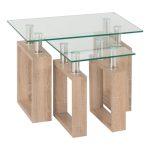 Milan Glass Top Nest of Tables Natural