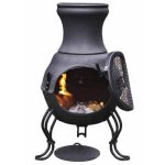 Billie Cast Iron Chiminea with BBQ Black