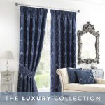 Versailles Navy Pencil Pleat Curtains Navy
