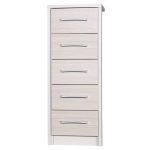 Avola Champagne 5 Drawer Tallboy Cream