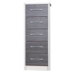 Avola Grey 5 Drawer Tallboy Cream