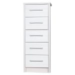 Avola White 5 Drawer Tallboy Cream