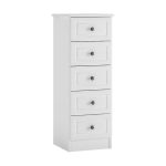 Hampshire 5 Drawer Narrow Chest White