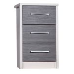Avola Grey 3 Drawer Bedside Cream