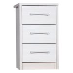 Avola White 3 Drawer Bedside Cream