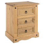 Corona 3 Drawer Bedside Table Brown