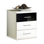 Gamma Black and White 3 Drawer Bedside Table White