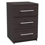 Paris Black 3 Drawer Bedside Table Brown