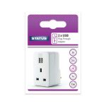 Status Twin USB Plug Through Adaptor White