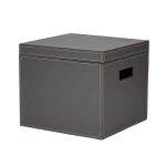 Faux Leather Filing Box Grey