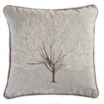 Embroidered Tree Cushion Grey