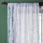 Botanical Floral Burn Out Slot Top Single Voile Panel White