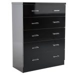 Novello Black Gloss 5 Drawer Chest Black