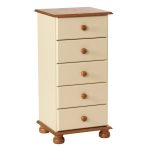 Odense Cream Narrow 5 Drawer Chest Cream/Brown