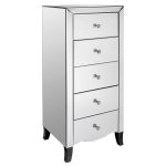 Valentina Mirrored 5 Drawer Chest Silver