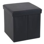Foldable Black Cube Ottoman Black