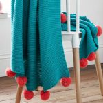 Pom Pom Knit 150cm x 120cm Throw Blue