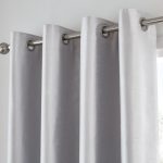Faux Silk Silver Blackout Eyelet Curtains Silver