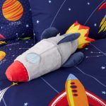 Space Rocket Cushion White/Blue/Red