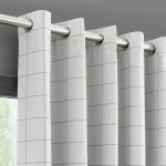 Luna Brushed Check Dove Grey Blackout Eyelet Curtains Dove (Grey)