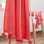 Coral Pom Pom 100cm x 150cm Blanket Coral (Red)
