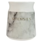Marble Effect Utensil Canister And Tablet Holder Black & White