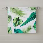 Tropical Leaf Digitally Printed Hand Towel Green