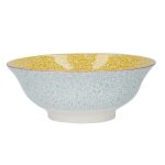 Isla Blue and Ochre Large Footed Bowl Blue / Yellow