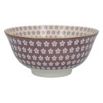 Iris Purple and Pink Medium Footed Rice Bowl Multi Coloured