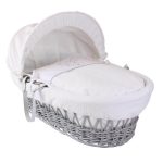 Clair de Lune Stardust Grey Wicker Moses with White Lining White