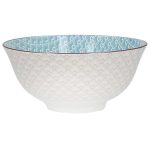 Iona Pink and Blue Medium Footed Rice Bowl Multi Coloured