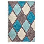 Think Noble House 9247 Grey and Blue Rug Blue
