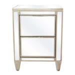 Fitzgerald Mirrored Bedside Table Silver